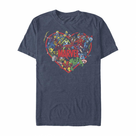 Marvel Heroes Heart Blue T-Shirt